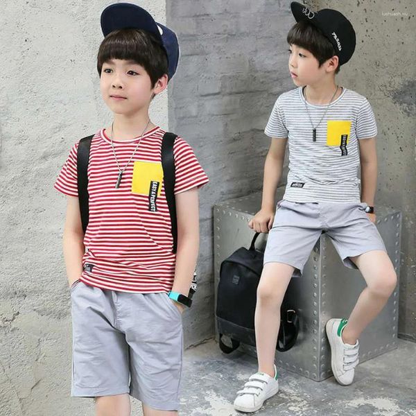 Одежда набор одежды летние повседневные мальчики Детские футболки с коротким рукавом детский костюм для 3 4 6 8 10 12 лет