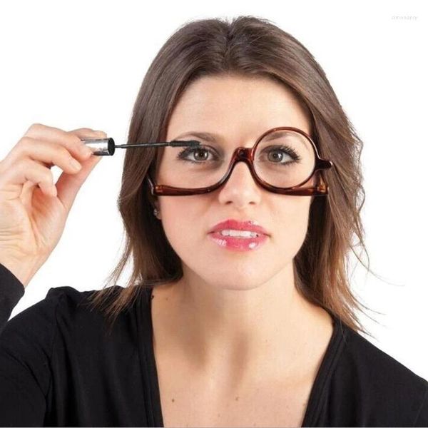 Солнцезащитные очки рамы 180 ° вращающихся женских очков для чтения макияжа Складывающие очки косметическое увеличение