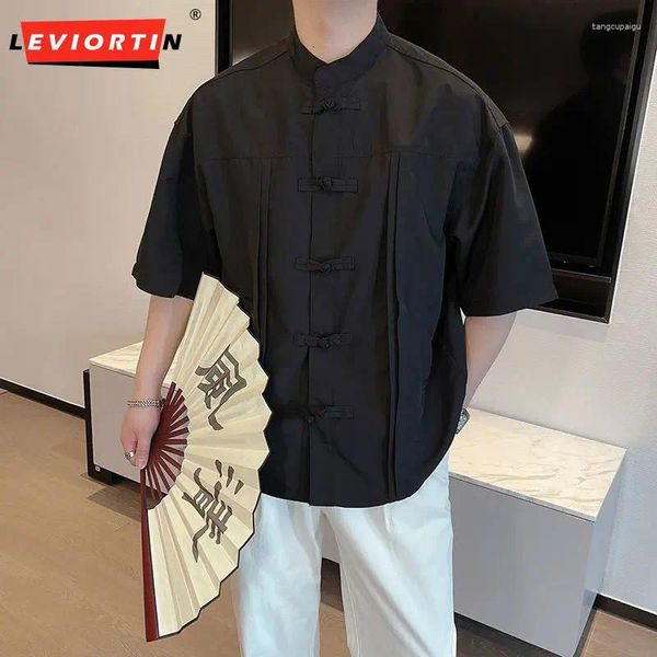 Camisas casuais masculinas 2024 Camisa chinesa de primeira camisa chinesa Pi Shuai Tang Dress M-3xl