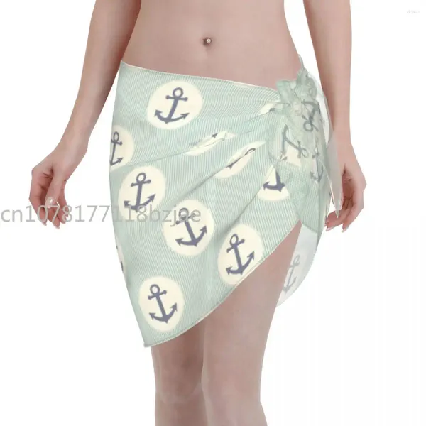 Sea Elements Anchor Short Sarongs Badeanzug Coverups Frauen Sheer Beach Röcke Bikini Deckung Sarong