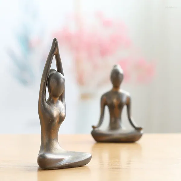 Dekorative Figuren Wohnkultur Meditation Yoga Mädchen Statue kleine Ornamente Handwerk