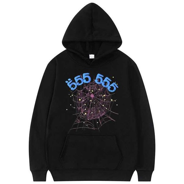 Moda Yaratıcılık 555555 Melek Numarası Hoodie Erkek Kadınlar Web Desen Sweatshirt Unisex Gevşek Giyim G220813 65T5