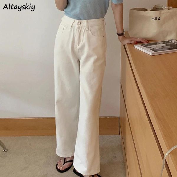 Jeans jeans jeans women white estate in stile giapponese semplice solido match ad alta vita comodo comodo per leisure casual eleganti streetwear