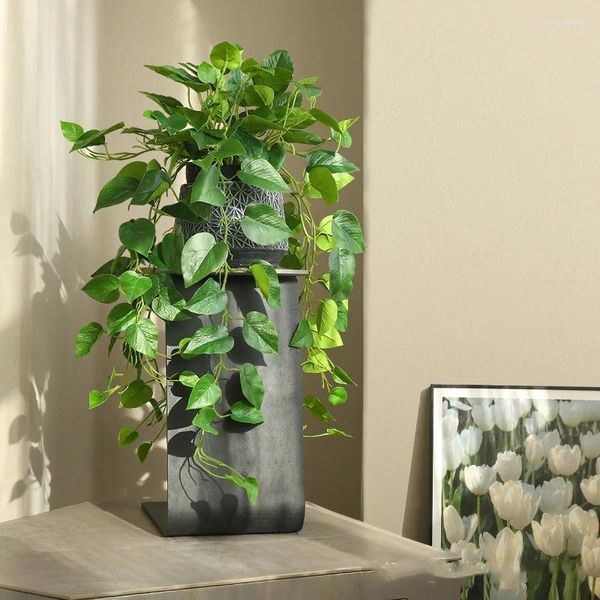 Flores decorativas 80 cm Plantas artificiais Bonsai Montado com a parede Flor Art Verde Verde Rattan Room Living Balcony Home Decoration