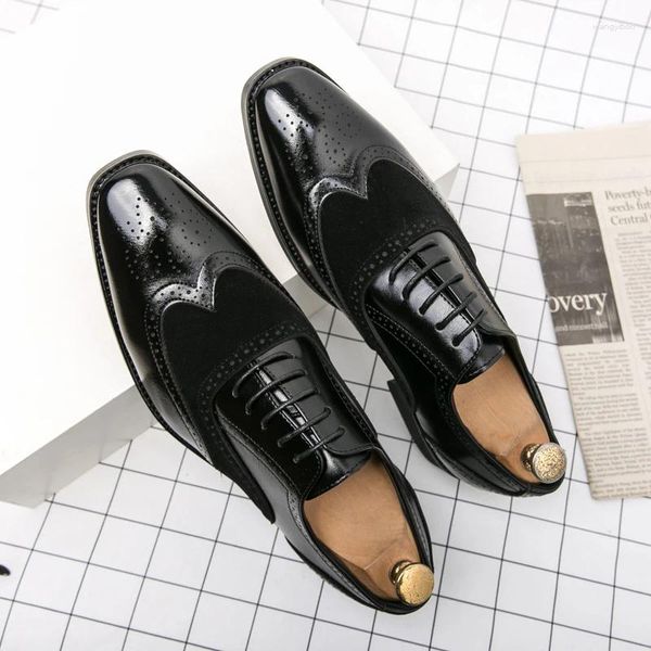 Vestido sapatos de luxo italiano masculino formal de couro oxford brogue wingtip lace preto up office office 38-48