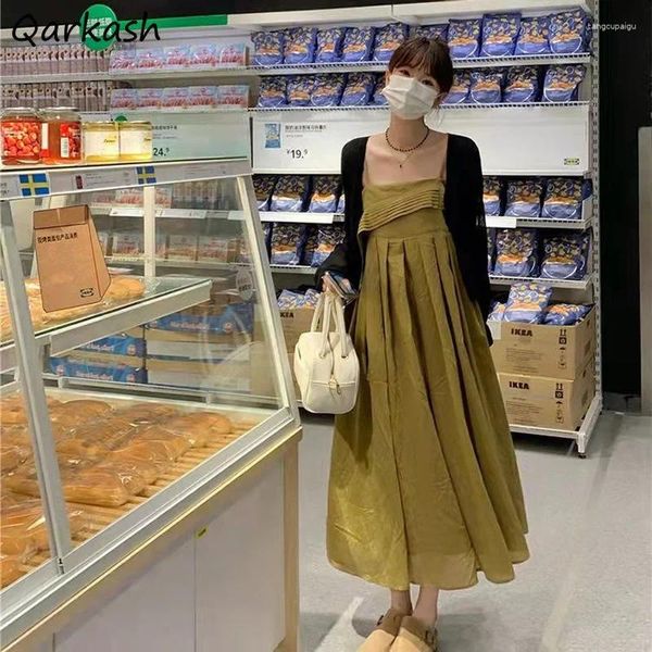 Vestidos de trabalho Define mulheres sólidas duas peças de verão sem mangas dobras de volta moda moda estilo coreano respirável gentil diariamente fêmea A-line