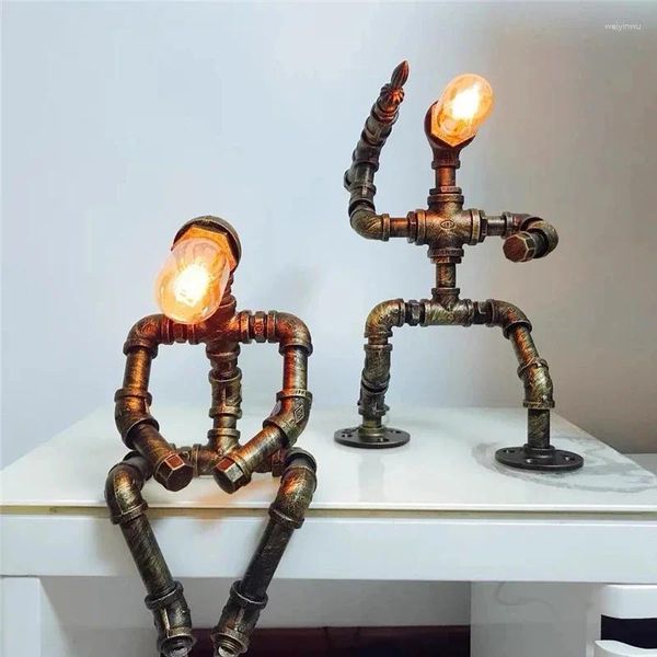 Lampade da tavolo Robot Iron LED scrivania Pipa dell'acqua Tubo d'arte Proba