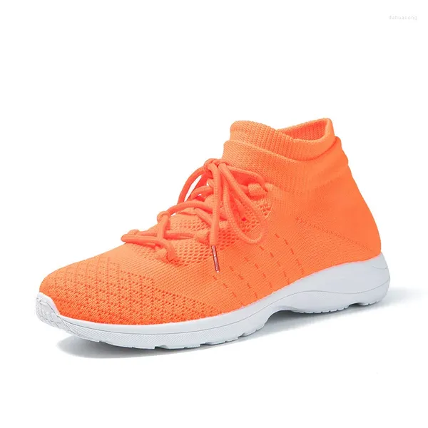 Fitness Shoes Orange Running Running Casual Fashion Lace Mesh Confortável cor sólida Mulheres tênis tênis