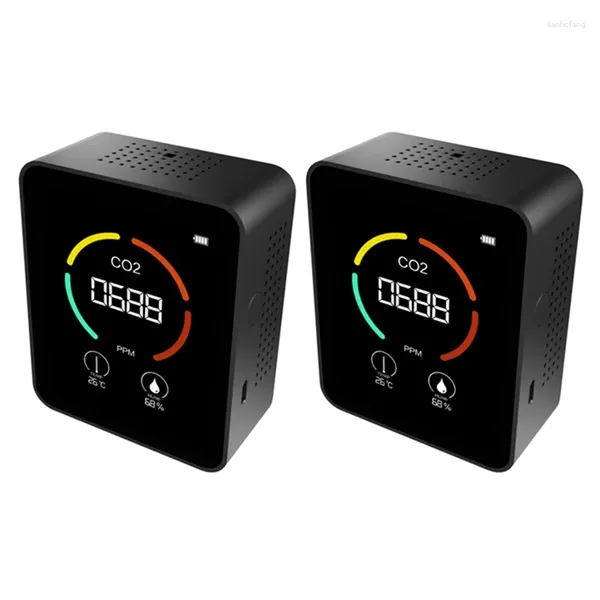 2pcs rivelatore di CO2 multifunzionale Termoidrometro Analisi del gas intelligente Monitor di inquinamento atmosferico digitale