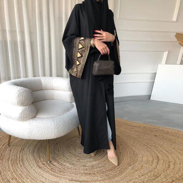 Roupas étnicas dubai bordando abaya feminino muçulmano maxi vestido islam kimono cardigan ramadan jalabiya eid mubarak djellaba vestido de túnica