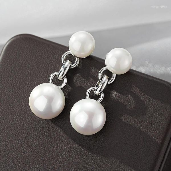 Brincos Dangle Senyu 2024 Cadeia de moda Brincho de gotas para mulheres Pérola Party Party Gift White Ball Wedding Bride