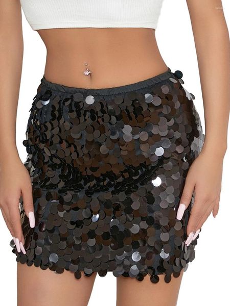 Юбки Fufucaillm Женщины Sequin Scieslly Mini Sexy Bodycon Paillettes Глительская юбка для карнавальной вечеринки.