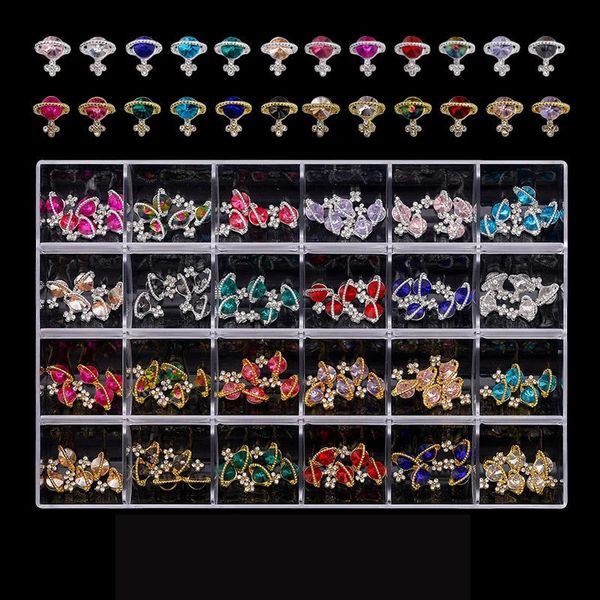 Роскошная планета Nail Charms 120pcs Блеск со стразами с сатурном искусственного сплава Diamond Crystal Diy украшения ювелирных изделий 240426