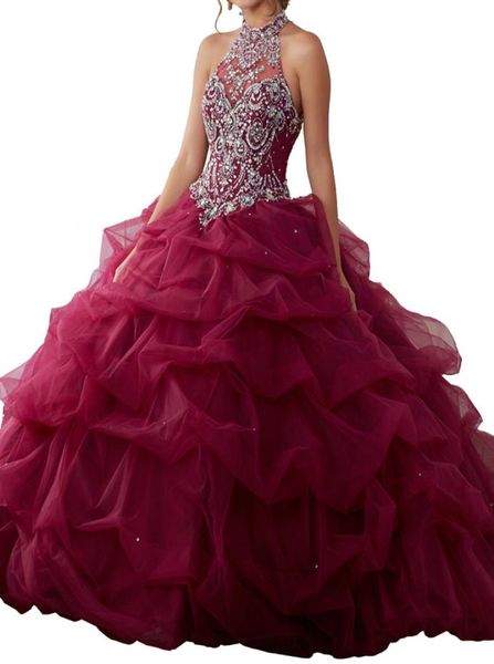 Abiti Quinceanera 2019 Canca sexy a cuore Eugene Fanda posteriore che trascina pesante collo fatto a mano con web design personalizzato Packi5329344