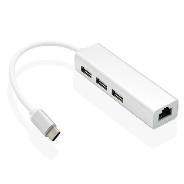 4 in 1 USB Hub USB C Hub Adaptador RJ45 100 Mbit / s Ethernet -Port -Kabel USB C zu USB 3.0 Dock -Adapter für MacBook Pro -Zubehör