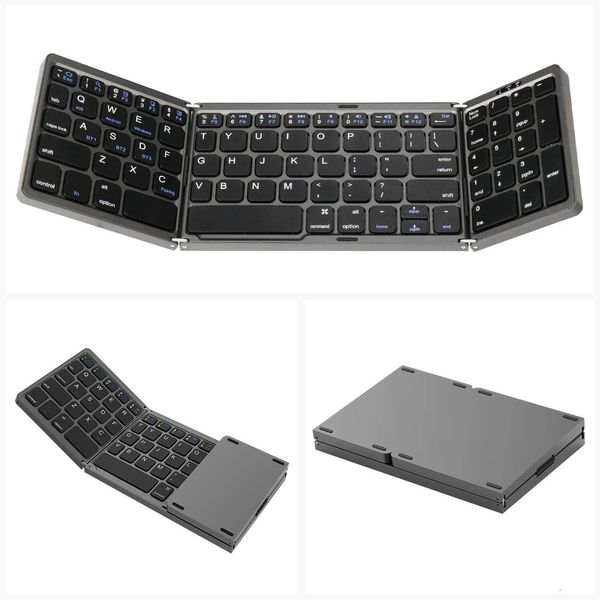 Mini -teclado dobrável portátil Teclado fino sem fio BT Teclado para Mac Windows Laptop tablet LightHandy BluetoothCompatible 240419