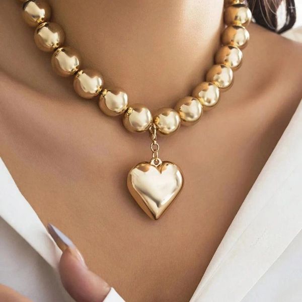 Collane a ciondolo Obega Obega Big CCB Ball Coate a forma di cuore Collana a forma di cuore per donne Gollo Clavicle Trendy Clavicle Gioielli