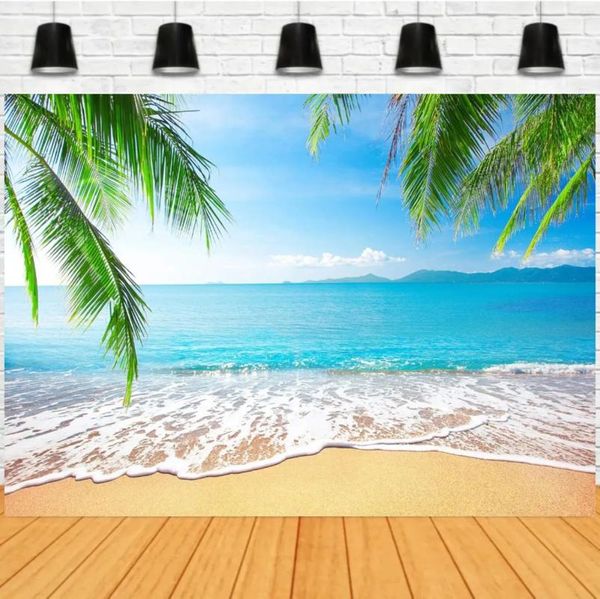 Decorazione per feste Bopical Beach Sfondo Summer Ocean Seaside Pografia Fare Fare Baby Shower Decor Banner Banner Banner Booth