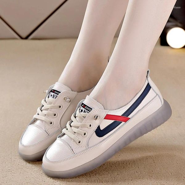 Casual Shoes Authentic Special Price Echtes Leder mit weicher Locked White Ins Women's Trendy 2024 Stil Vielseitiger Student Cas