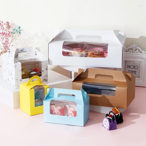 Wrap regalo 30pcs Small Cardboard Cupcake Box con finestra trasparente - Perfetto per panetterie e fornai per la casa robusti ecologici