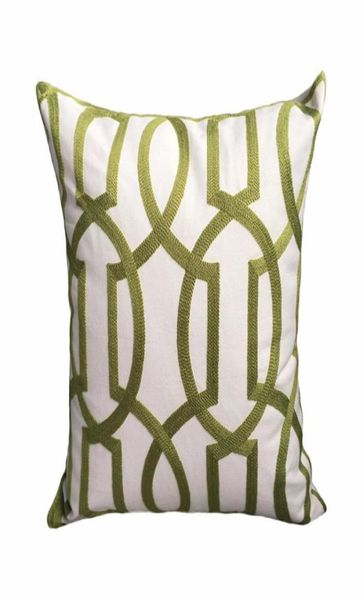 Совершенно новая геометрическая вышивка зеленая серая подушка подарки подарки на домашний диван подушка Canvas Декоративная наволочка 45 x 45см продает B60837711