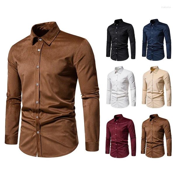 Camisas casuais masculinas 2024 Primavera e outono Jacquard Solid Color Multi Mati Long Shirt Youth Trend