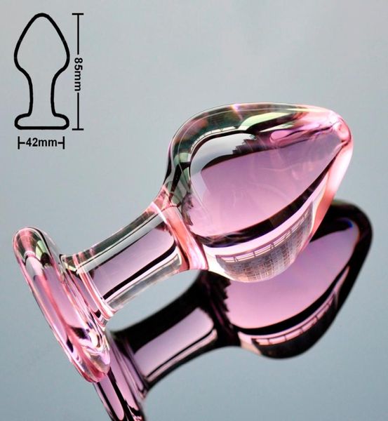 42mm Pyrex Glass Bead Crystal Anal Dildo Butt Plug Plug Fake Macho Penis Dick Feminino Masturbação Adulto Anus Sex Toy para homens homens gays S4051259