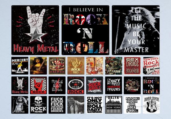 Rock roll sigil metal lata placa placa metal vintage music metal poster decoração de parede retro para bar pub club homem cave7684950