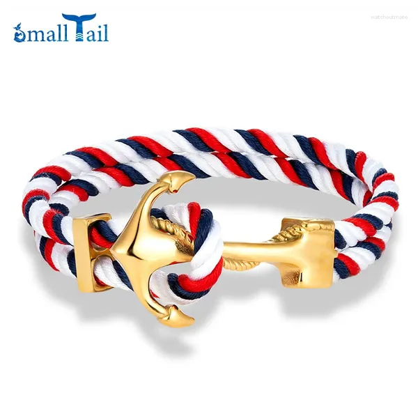 Braccialetti di fascino uomini ancore oro anchor a doppio filo nautico Bracciale a fune per donne Accessori sportivi surfista in acciaio inossidabile