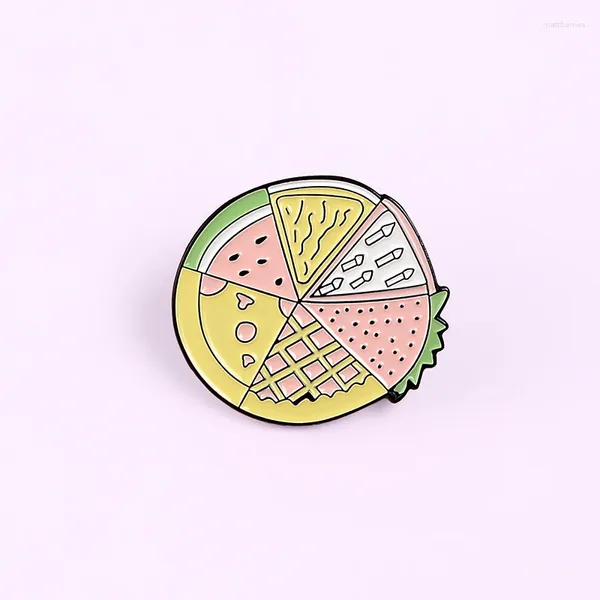 Broches Fruit Circle Platter Pizza Food Waffle Watermelon Soberts Cake Lovely and Sweet Jewelry Ornamentos para meninas Presentes