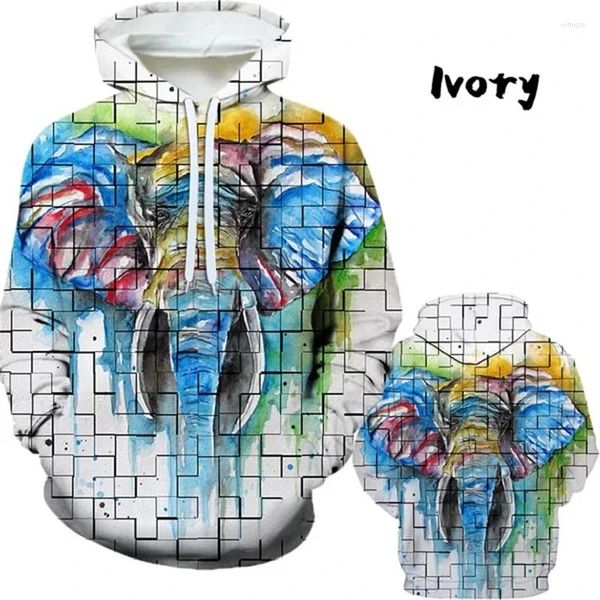Fasci da uomo della moda personalizzata 2024 dipinto ad olio animale Elefante 3D Stampato con cappuccio casual autunnale harajuku graffiti una felpa unisex unisex