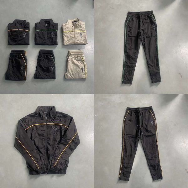 Set da pista set da uomo di strada da uomo di moda di qualità da ricamo e felpe per il tempo libero da jogging giacca trapstar cerniera con cerniera patchwork arcuata guscio