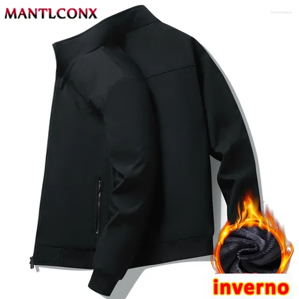 Мужские куртки сплошной пиджак мужчина зимняя осенняя флисовая подкладка Parkas Therpbreak Thermal Warm Tape Black
