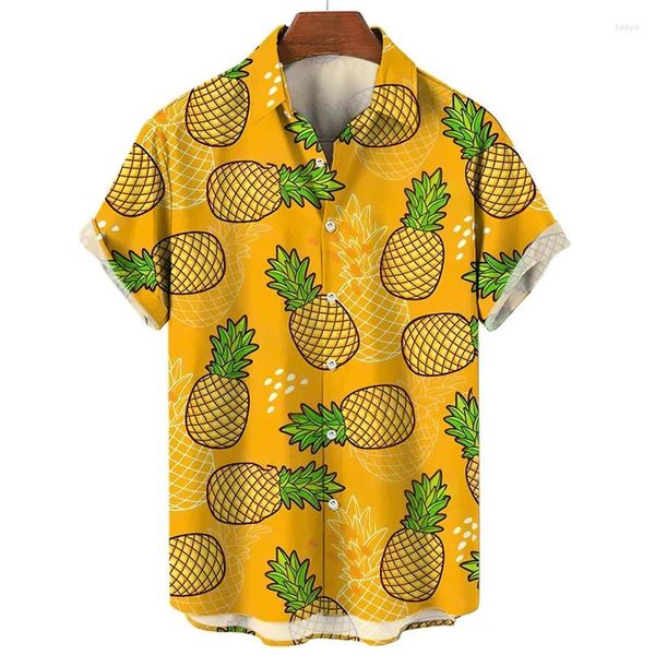 Camisas casuais masculinas Frutas 3D Impressão de abacaxi para mulheres crianças modela