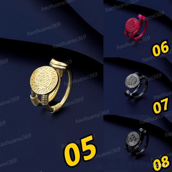 Klassiker Retro Beauty Head Messing Ringe dreidimensional Ripple U-förmiger Buchstaben Open Ring Europäischer und amerikanischer Modeschmuck