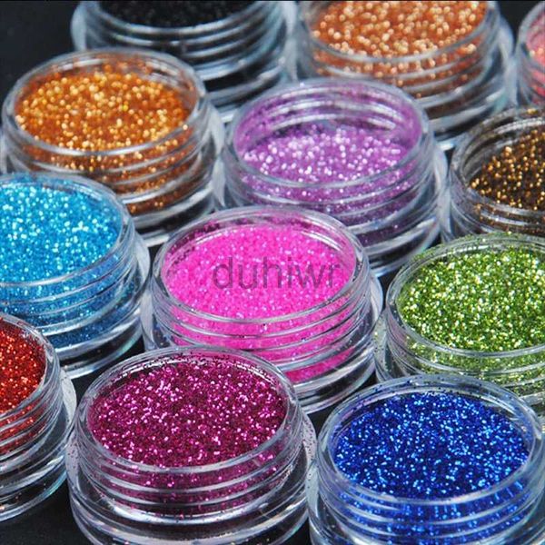 Body Glitter für UV -Gel -Acrylpulver DIY Dekorationstipps Übertragungsdekorationen Nagelwerkzeuge 12 farbenfrohe Mix Nagelkunst Glitter Staubpulver fein d240503