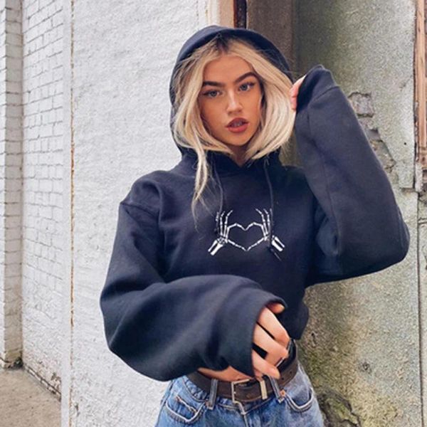 Kadın Ceketleri Kadın Sweatshirt Y2K Giysileri Punk Ceket Baskı Büyük Boy Hoodies Grunge Hoodie Gotik Estetik Kadın