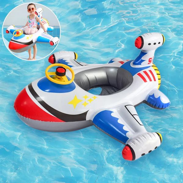 Детский плавание круговой самолет плавающий плавание бассейн плавание кружок надувное сиденье для детей с рулевым рулем летняя пляжная игрушка 240424