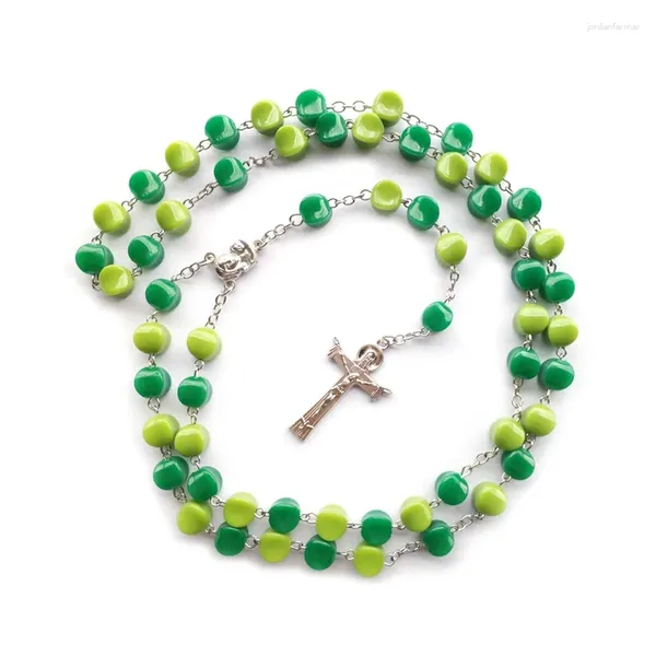 Collane a ciondolo rosario cattolico grande cravatta in perline acrilico cross ornamenti di preghiera religiosa per uomini donne