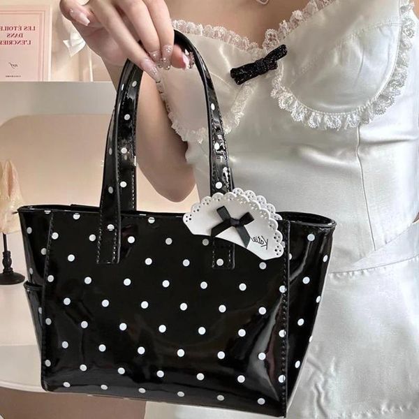 Aufbewahrungstaschen Japanische Wellenpunkt Handtasche französische Kawaii Bogenknoten Umhängetasche im Freien Kosmetische koreanische Mini -Tasche im Freien