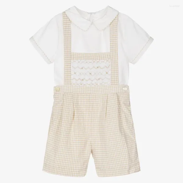 Set di abbigliamento per matrimoni bambini abiti spagnoli set di ragazzi abiti da bambino a maniche corte pantaloni a quadri abbigliamento natalizio di compleanno