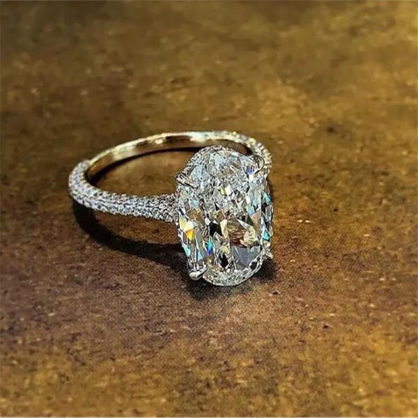 Anéis ovais vintage para mulheres anéis de casal anéis de designer corte 4ct laboratório de diamante promessa anéis de noivado anel anéis de casamento anéis de aniversário para jóias femininas