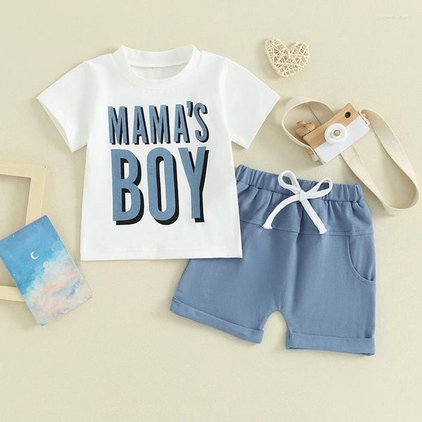 Kleidungssets Sommer Kleinkind Baby Boys Shorts Set Kurzarmbuchstaben Drucken T-Shirt Elastic Taille Outfit Kleidung