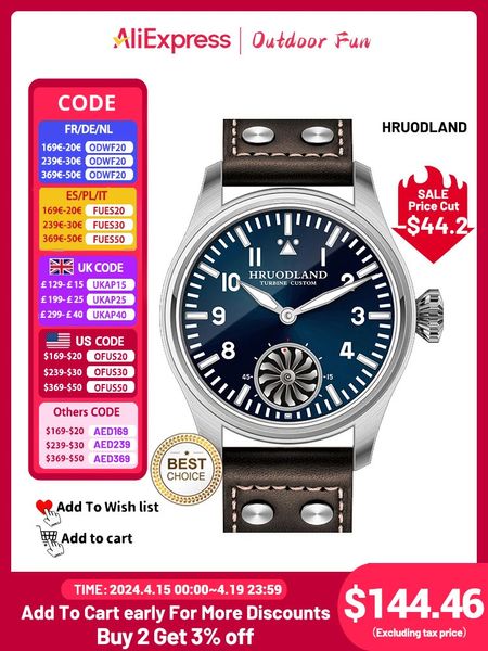 Hruodland F016 Pilot Watch Seagull Bewegung Mechanischer BGW9 Luminöser Saphirkristall 4M Männer Retro 240419