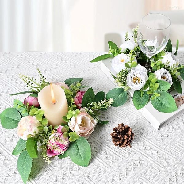 Flores decorativas 1pcs Candle Rings Candlestick Wreath Wreath