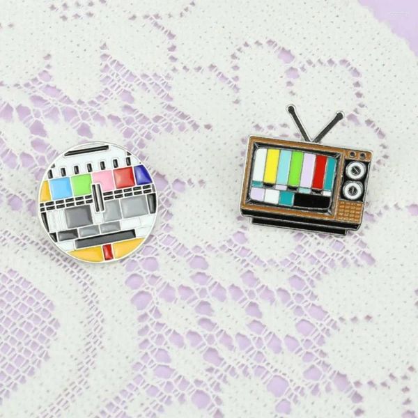 Broschen Schneeflocken Bildschirm Vintage TV Pin lustig in den 80ern Retro -Antennenstifte ohne Signal klassischer Fernsehschmuck