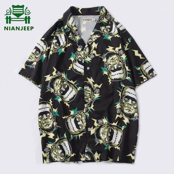 Men039s Shirt stampato di Frankenstein 2020 Casicò casual Hawaii camicie di moda oversize uomini donne donne hip hop streetwear manica corta t1702581