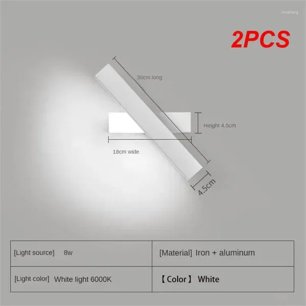 Lâmpada de parede 2pcs longos funcionais personalizados simples e lisos, não deslumbrante de textura delicada transmissão de luz uniforme