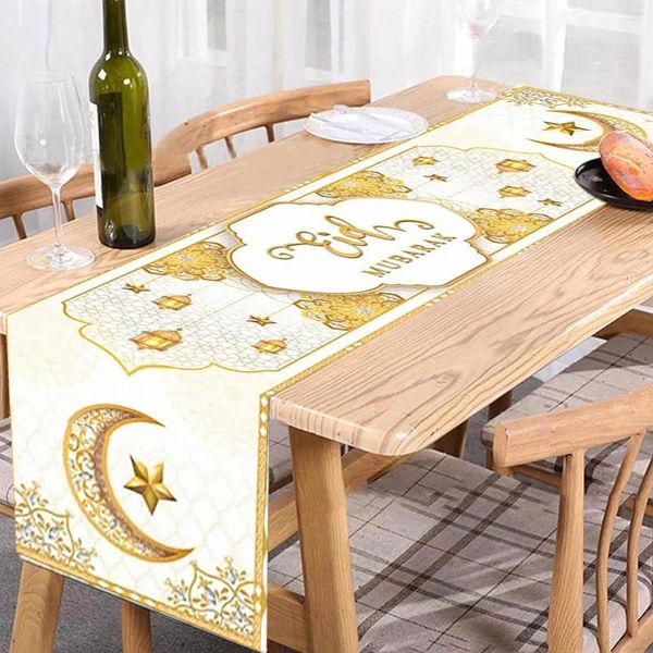 Tanta de mesa Eid e lua bandeiras de toalhas de mesa Cortinas de decoração para decorações de festas