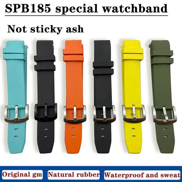 Uhren Bänder Jinggong SPB185/SPB187J1 Special Natural Gummi High -End -wasserdichtes Gürtel Nicht -Stick Haar Grau Q240430